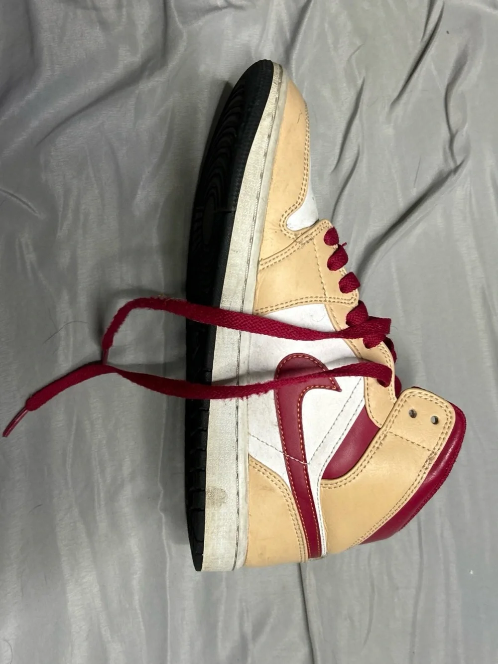 Jordan Men’s High-Top Sneakers in Tan, White & Maroon